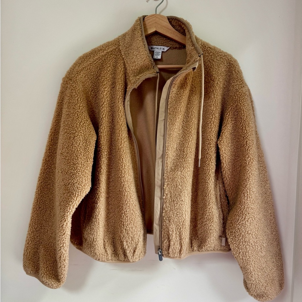 SOLD OUT! EUC Athleta In The Clouds Teddy Jacket in Sahara/Camel Brown